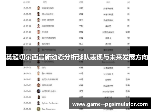 英超切尔西最新动态分析球队表现与未来发展方向