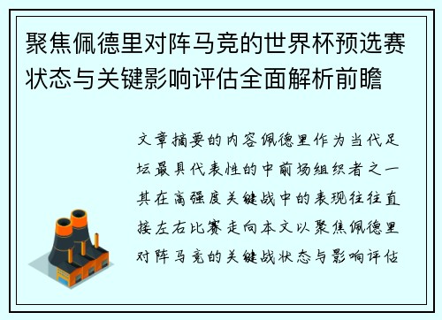 聚焦佩德里对阵马竞的世界杯预选赛状态与关键影响评估全面解析前瞻